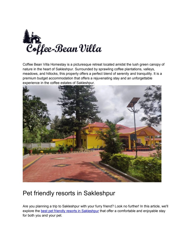 Best Pet Friendly Resorts In Sakleshpur